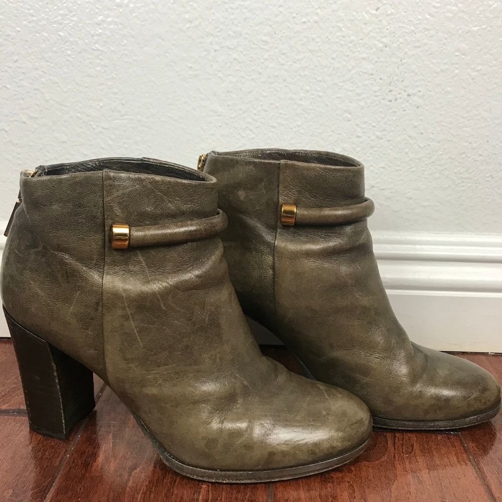 Aerin Anthropologie‎ Olive/Taupe Leather Ankle Boot